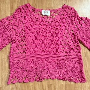 Brand Bazar Pink Cotton Crochet Top - EUC - Size Medium